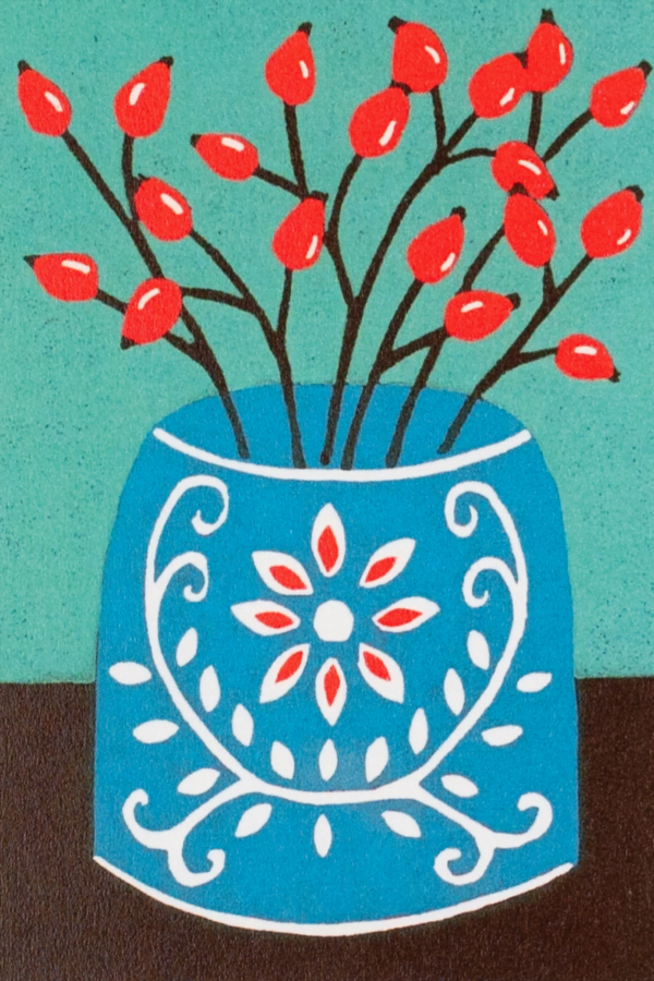 Rosehips lino print